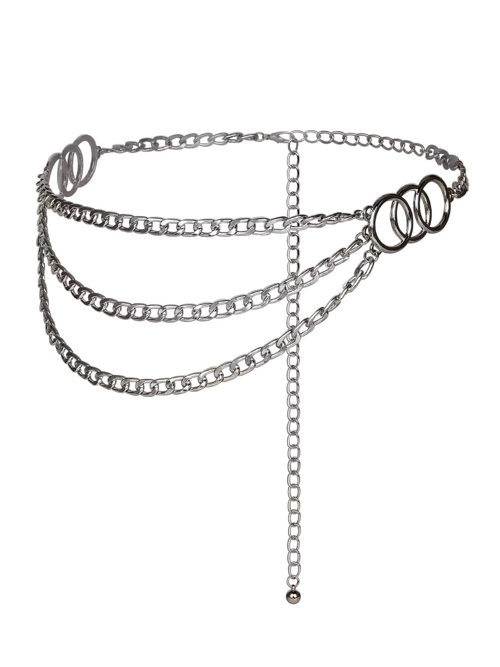 Layered Silver Chain Waist Belt with Ring loops